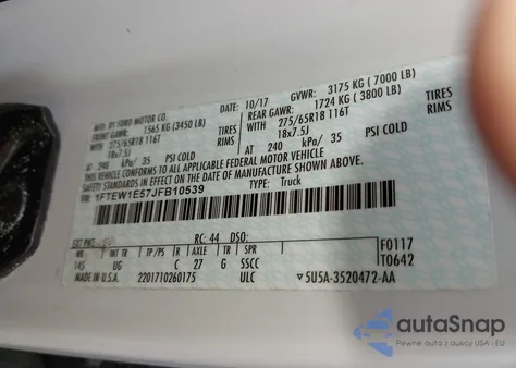 2018 Ford F-150 Xlt z USA, uszkodzony, nr VIN 1FTEW1E57JFB10539